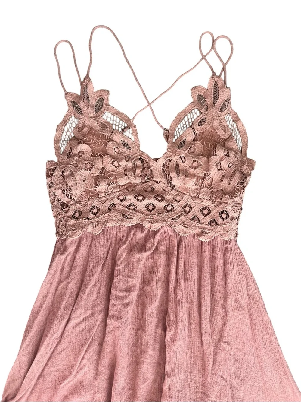 Free People FP One Women’s Adella Slip Lace Mini Dress In Rose Pink Size Small